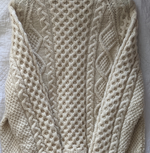 Vintage Handmade Cable Knit Wool Fisherman Sweater - Picture 4 of 13